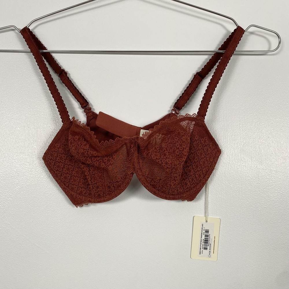 NWT‎ Bare Necessities Bra Womens 30C Rust Bare Push Up Unlined Lace Underwire